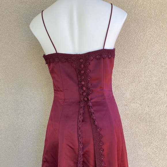 Merlot Red Long Train Mermaid Gown Cocktail Dress - Picture 13 of 14